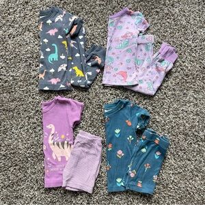 Dinosaur and Floral Summer Pajamas - Set of 4
